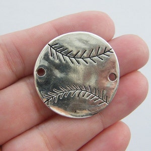 BULK 10 Baseball  ball connector charms antique silver tone SP43