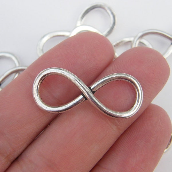 BULK 30 Infinity charms or connectors antique silver tone I5