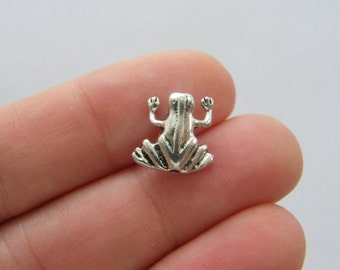 8 Frog spacer beads antique silver tone A34