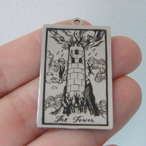 1 Der Turm Tarotkarten Anhänger Edelstahl HL629