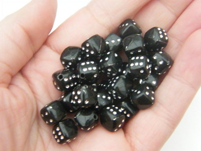 100 Acrylic Black Dice Beads 9 X 9mm AB20 Etsy