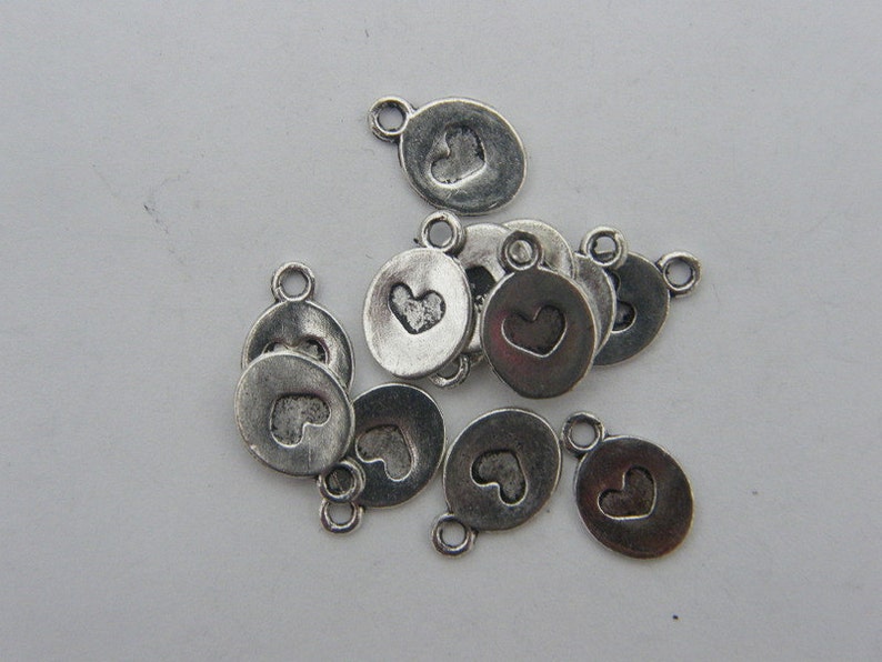 14 Heart charms antique silver tone H40 image 2