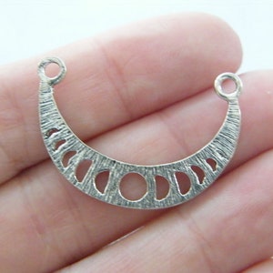 8 Phases of the moon crescent connector charms antique silver tone M51