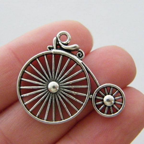 4 Penny farthing bicycle pendant antique silver tone TT109