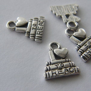 8 I love to read charms antique silver tone P449 image 5