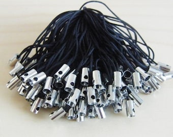 20 Cell phone straps or cords 50mm black and silver