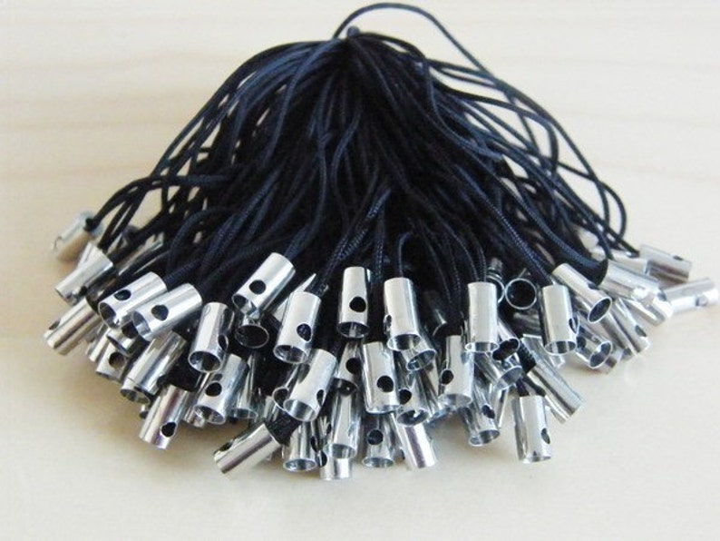 BULK 100 Cell phone straps or cords 50mm black and silver Etsy