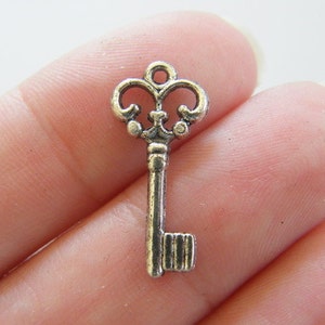 16 Key charms antique silver tone K4 image 1