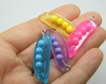 6 Pea pod charms random mixed resin FD494