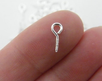 100 vis oeil bélières argent de 8 x 4mm plaqué FS31