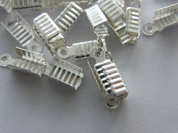 BULK 500 Leather crimps 12 x 5mm silver plated FS460