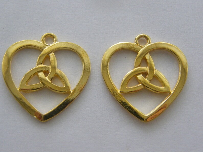 4 Celtic knot heart charms gold tone GC212 Etsy