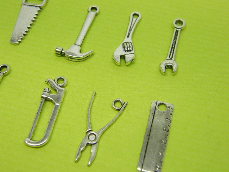 The Tool Charm Collection 8 different antique silver tone charms image 4
