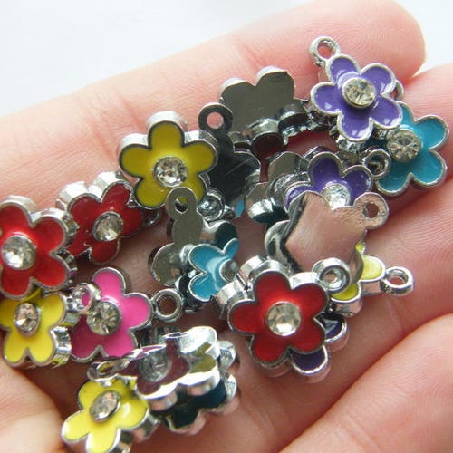 BULK 20 Flower Mixed Charms Silver Tone F725 Etsy