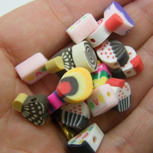 60 Cake sweets candy beads random mixed polymer clay FD261