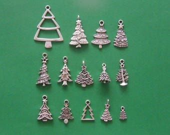 The Christmas Tree Collection - 14 different antique silver tone charms