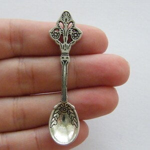 4 Spoon  pendants antique silver tone FD85