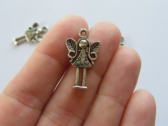 10 Fairy charms antique silver tone FB14