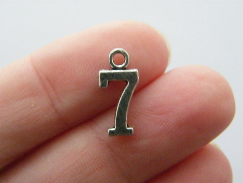 BULK 50 Number 7 charms antique silver tone
