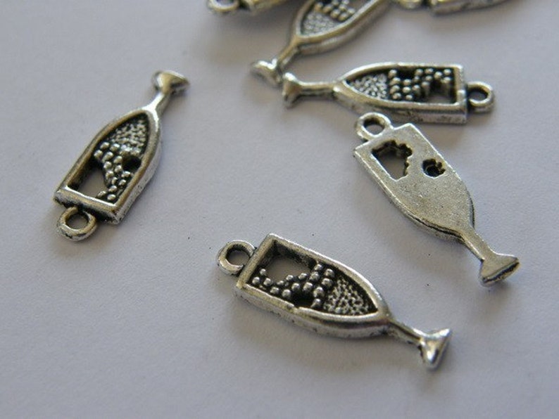 BULK 50 Sparkling wine glass charms antique silver tone FD2 Etsy