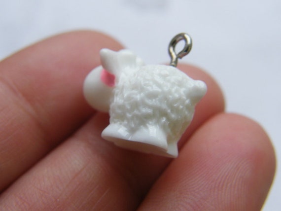 2 Sheep resin charms A968