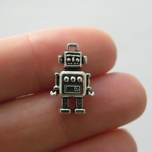 BULK 50 Robot charms antique silver tone P163