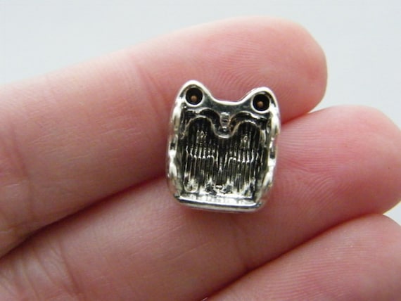 BULK 50 Owl spacer beads antique silver and antique copper tone B251