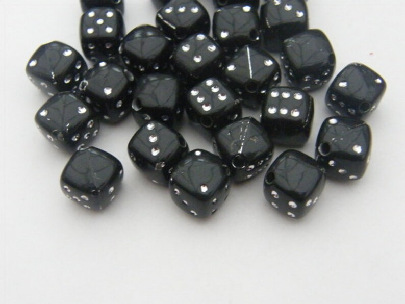 100 Acrylic Black Dice Beads 9 X 9mm AB20 Etsy