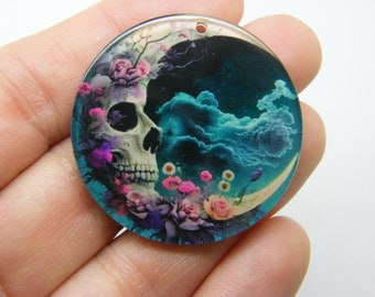 4 Moon skull Halloween pendants acrylic HC940