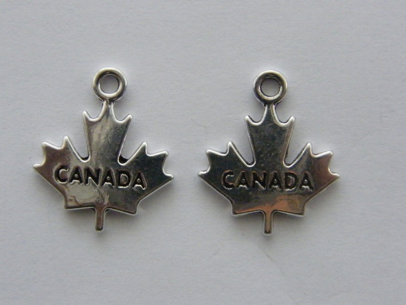 BULK 20 Canada charms antique silver tone WT103