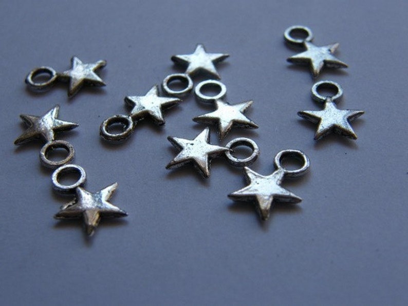 BULK 50 Star charms antique silver tone S11 SALE 50% OFF image 3