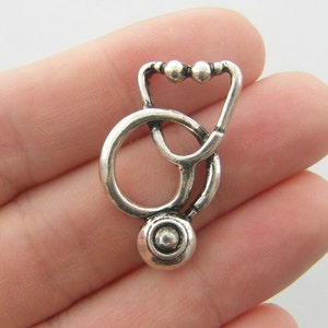 4 Stethoscope charms antique silver tone MD19