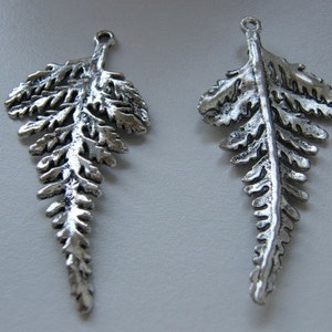 BULK 10 Leaf fern pendants antique silver tone L1 image 3