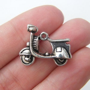 6 Scooter charms antique silver tone TT72