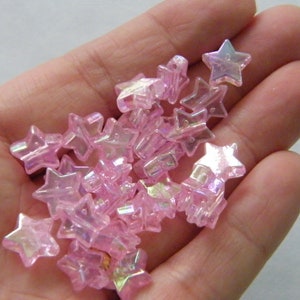 100 Star beads pink transparent AB acrylic AB100