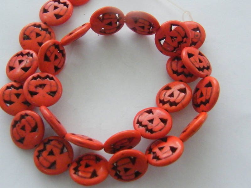 26 Orange Pumpkin Jack O Lantern 15mm Halloween Beads SK1 - Etsy