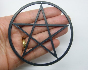 1 pentagramme pendentif noir acrylique ton HC333