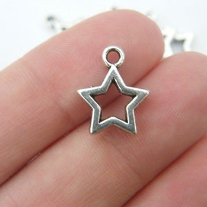 BULK 50 Star charms antique silver tone S1