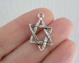 12 Star of David charms antique silver tone R20