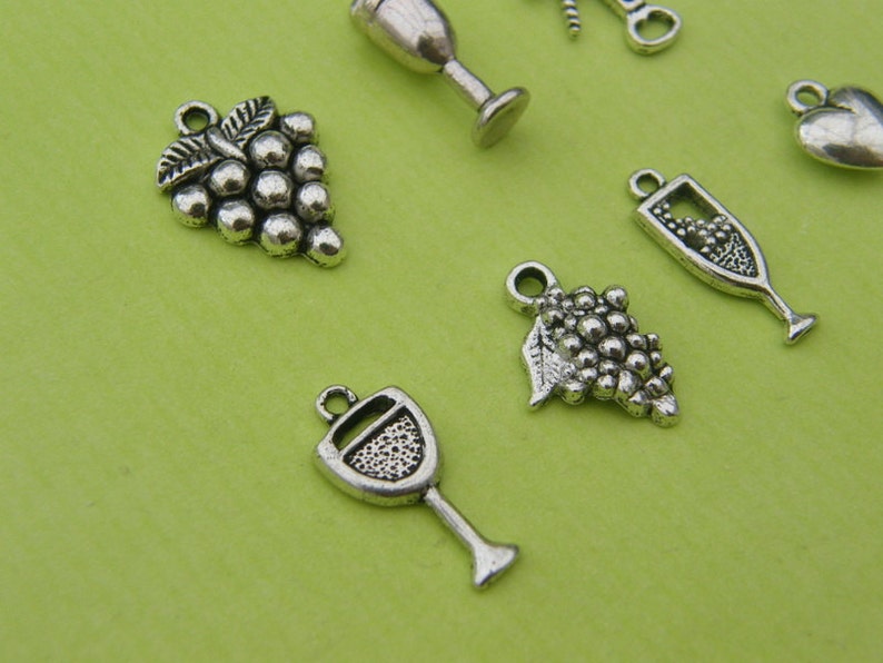 The Love Wine Charms Collection 7 different antique silver tone charms image 3