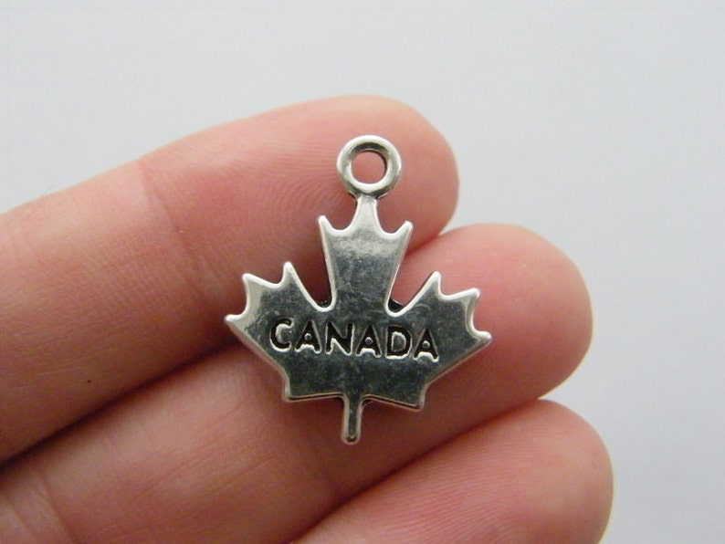 BULK 20 Canada charms antique silver tone WT103