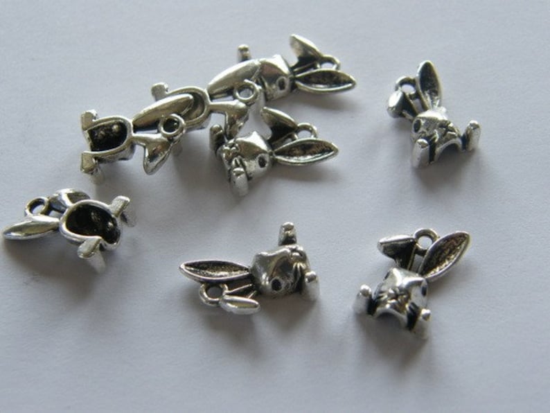 BULK 50 Rabbit charms tibetan silver A243