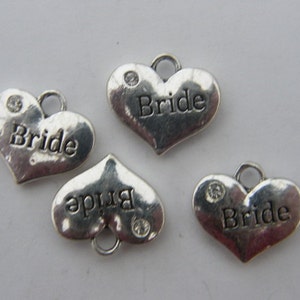 BULK 20 Bride pendants antique silver tone M459 image 2