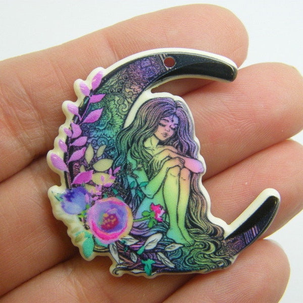 2  Fairy moon pendants acrylic FB28