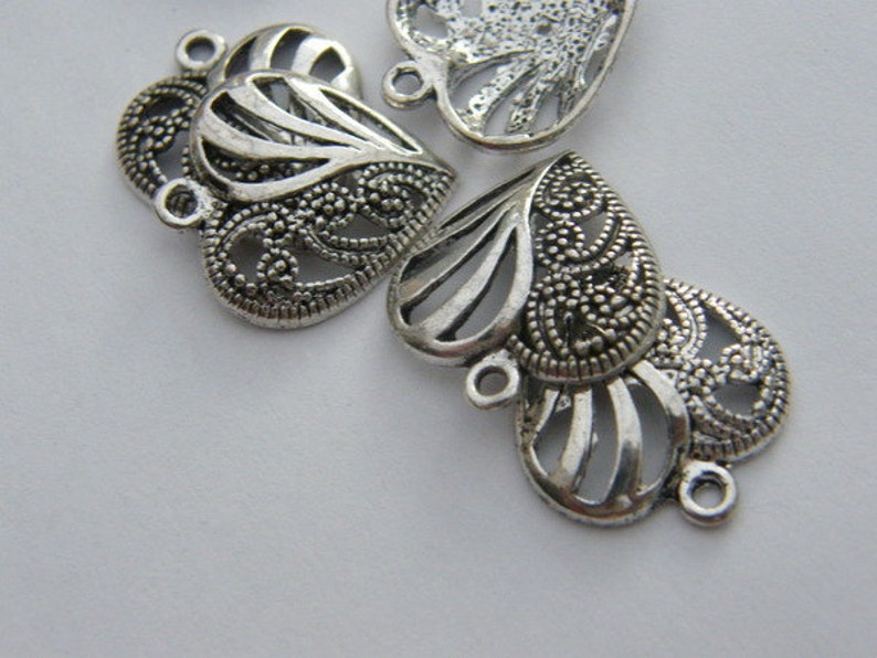 BULK 30 Heart pendants antique silver tone H30 Etsy