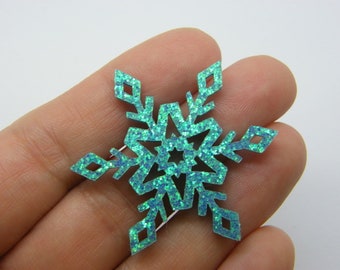 10 Flocon de neige embellissement turquoise paillettes matériau A09