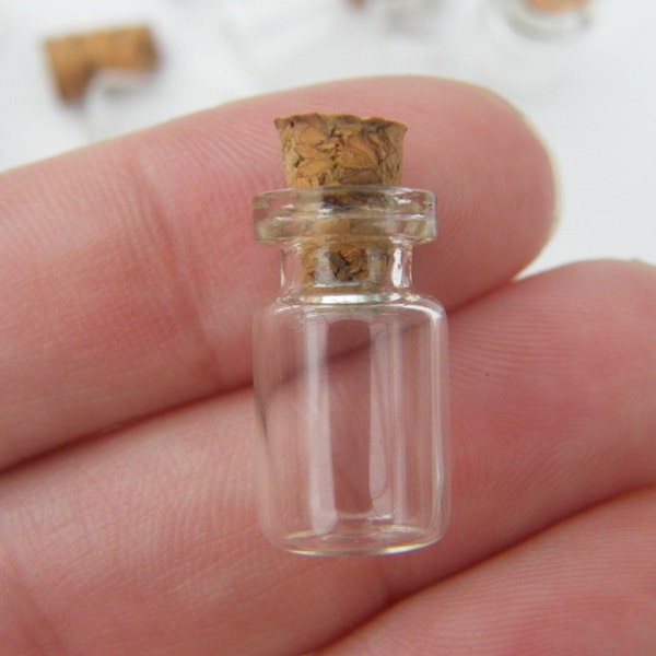 10 Mini-Glasflaschen mit Korken GB1