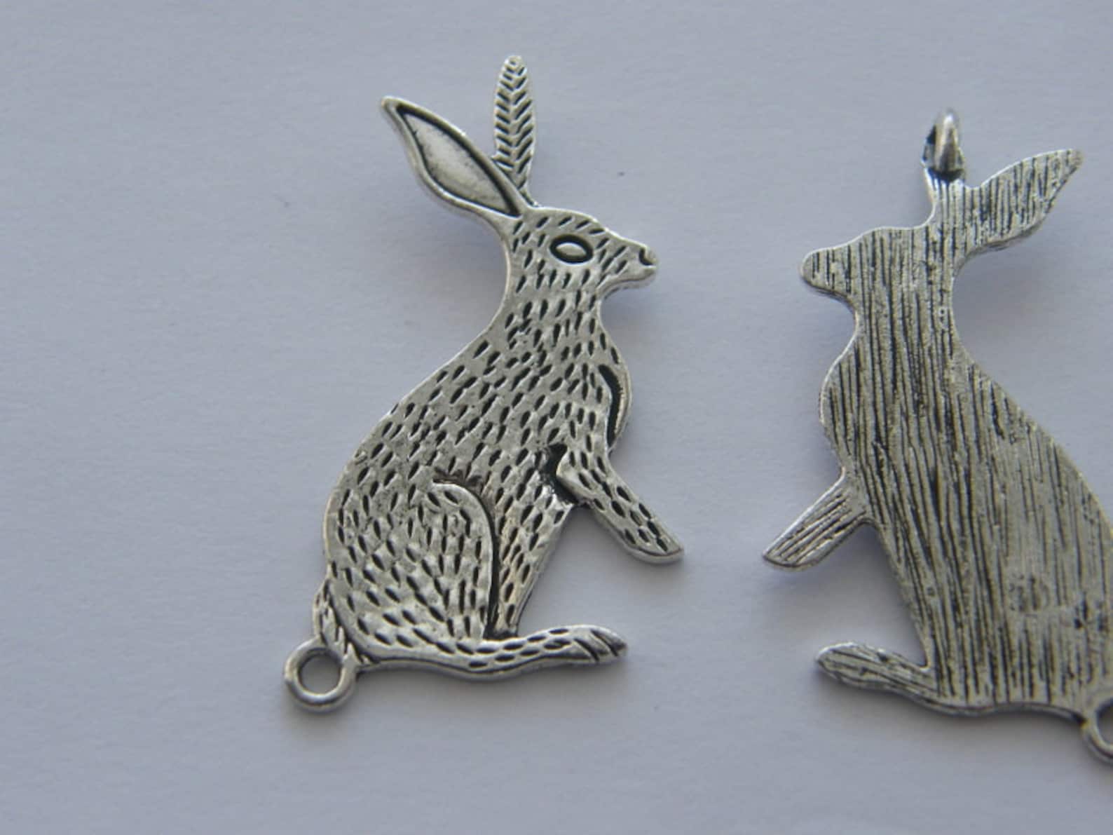 BULK 20 Hare rabbit connector charms antique silver tone A252 Etsy Polska