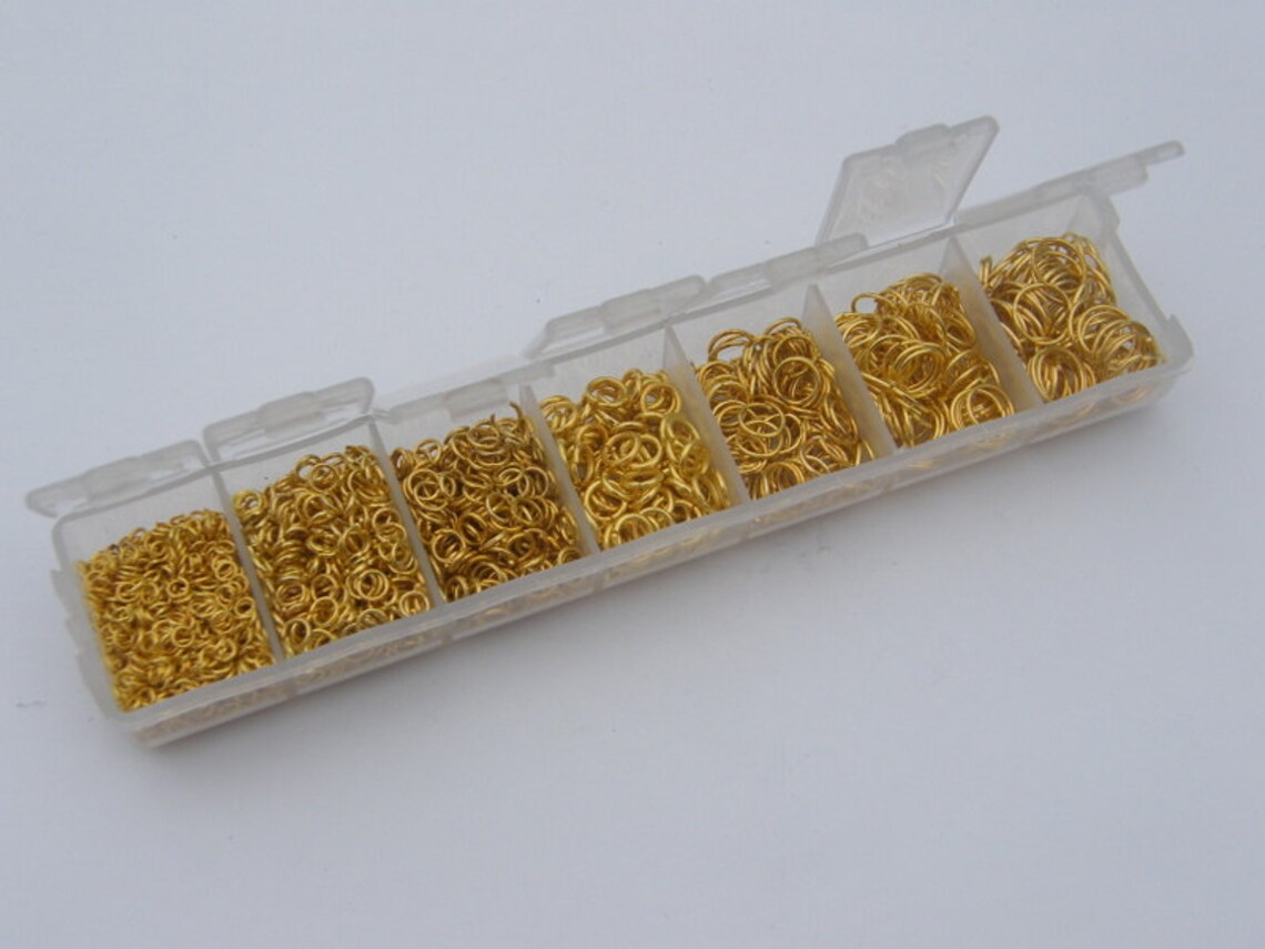 1 Box Assorted Jump Rings 3 to 9mm Gold Plated 1780 Pieces Etsy