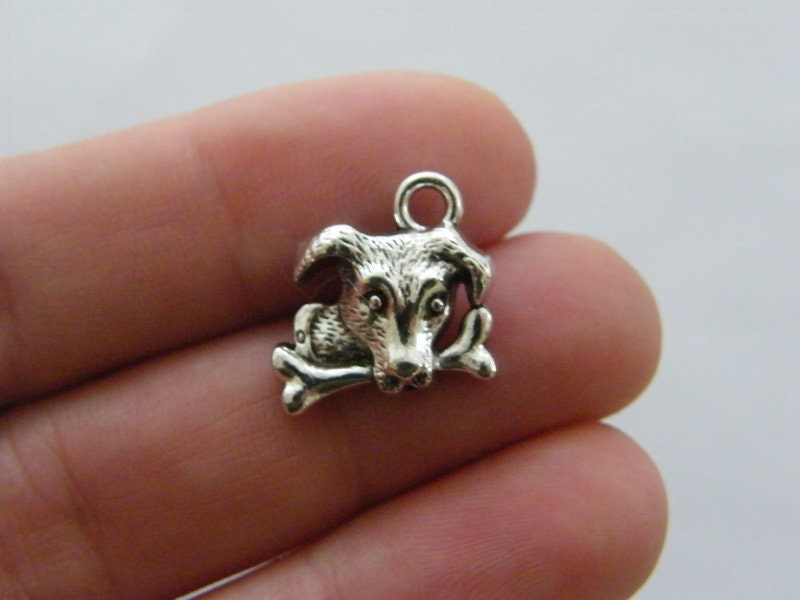 6 Dog Charms Antique Silver Tone A1029 - Etsy